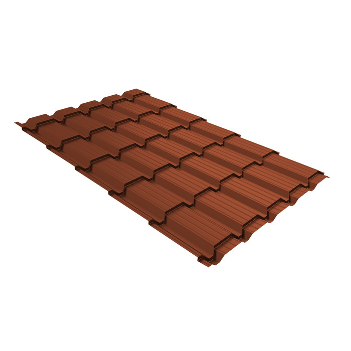 Металлочерепица Grand Line Quadro profi (Квадро Профи) 0,5 PurLite Matt RAL 8004 терракота