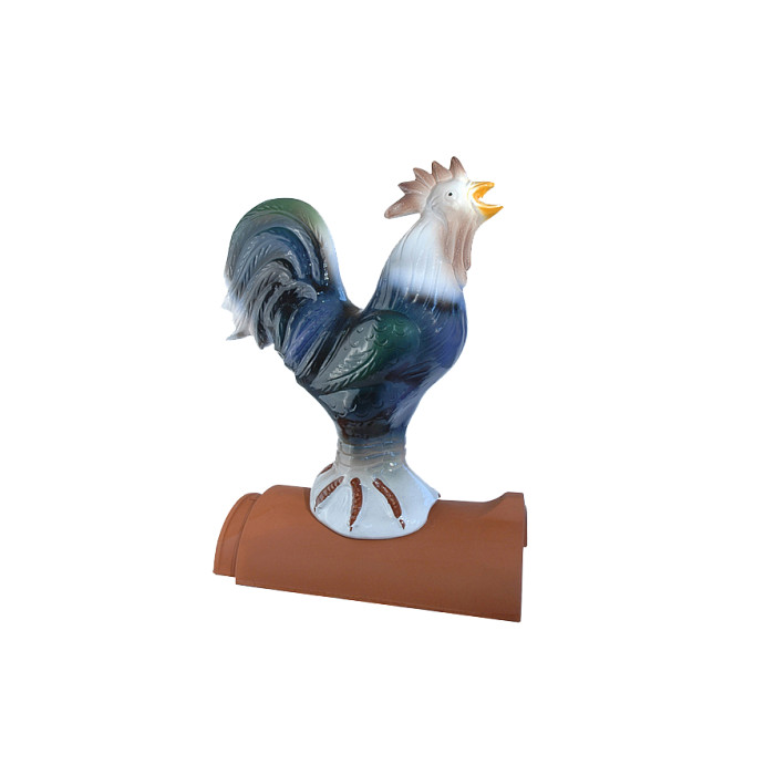 Декоративный элемент на кровлю Петух пестрый, глазурь, Purr-Keramik